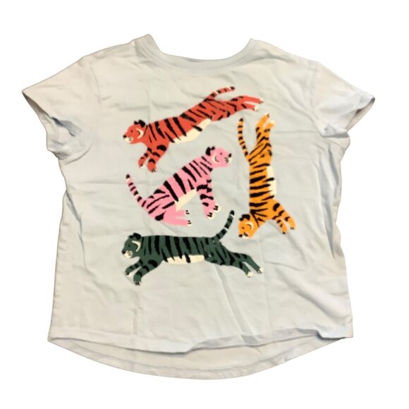 Hanna Andersson Kid Short Sleeve T-Shirt Colorful Tiger Print Size 6-7 - Picture 1 of 6